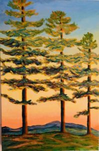 Three Pines, acrylic on canvas, 36 x 24 (sold)