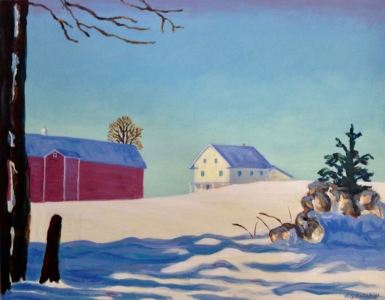 Winter Farm, acrylic on canvas, 18 x 24 (sold)