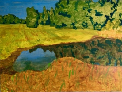 Late Summer Pond, acrylic on canvas, 30H x 40W