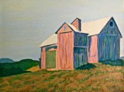 The Barn Dreams of Itself, acrylic on canvas, 30H x 40 W (sold)