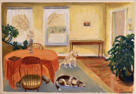 Dining Room, acrylic on paper, 15 ¼ x 22 (sold)