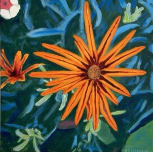 Spikey Flower, 20H x 20D acrylic on canvas (sold)