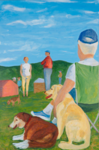 Belle and Sebastian at Dog Mountain, acrylic on canvas, 36H x 24W