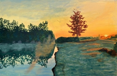 Dawn Mist 24"H x 36"W, acrylic on canvas