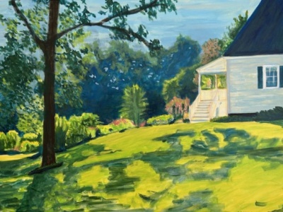 "Backyard" acrylic on canvas, 30"H x 40"W